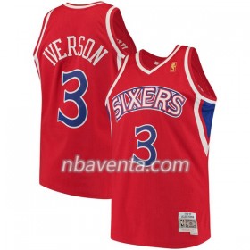 Camiseta Hombre Philadelphia 76ers Allen Iverson 3 Hardwood Classics Rojo Swingman